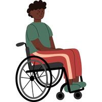 Man sitting in a wheelchair. Empowering illustration promoting diversity, inclusion, and body positivity. Representation of people with disabilities in everyday life. vector