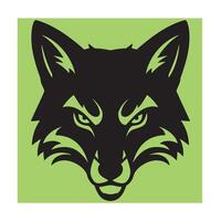 Bold silhouette of a fox head with intricate details on a vibrant green background vector