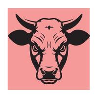Fierce bull head illustration in black and pink representing strength and power symbol vector