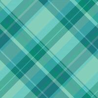 Mixed tartan background , scarf check fabric texture. Bedroom textile plaid seamless pattern in teal and cyan colors. vector