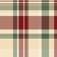 Elegant cream, red, and green plaid pattern. Perfect for textile design, fashion, or holiday projects. This seamless texture evokes warmth and tradition, ideal for creating cozy and stylish visuals. vector