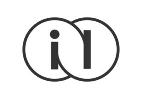 IL business company emblem with outline rounds and letters i l. Logo template of two merged circles for brand identity, logotype. Infinity symbol vector
