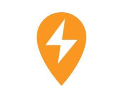 Vibrant icon featuring a lightning bolt within a map pin, symbolizing power, energy, and location. Use for navigation, technology, or innovative solutions. vector
