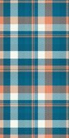 Stylish teal, peach, and white plaid pattern. Perfect for textile designs, website backgrounds, or crafting projects. vector