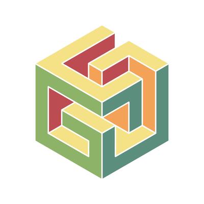 Abstract isometric cube design. Interlocking pastel shapes create a visually engaging, complex yet balanced image. Perfect for presentations, websites, or as a modern logo element.