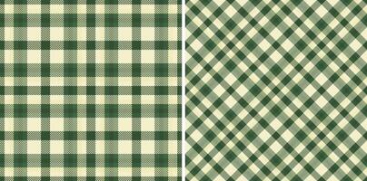 Dual green and cream gingham patterns. Classic, rustic textures perfect for textile designs, packaging, backgrounds, or crafting projects. Evokes feelings of warmth, homeliness, and tradition. vector