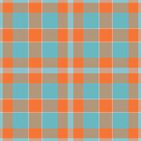 Vibrant teal, orange, and taupe plaid pattern. Perfect for textile design, website backgrounds, or crafting projects. This cheerful, geometric design evokes feelings of warmth and style. vector