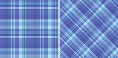 Two vibrant blue plaid patterns, one classic and one diagonal, offer versatile design solutions. vector