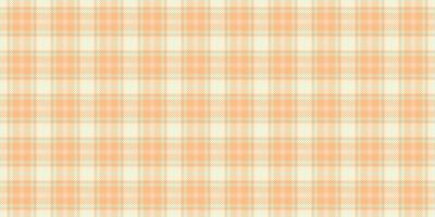 Lovely texture check plaid, peach background pattern fabric. Dimensional seamless textile tartan in orange and beige colors. vector