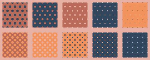 Set polka dots seamless pattern vector