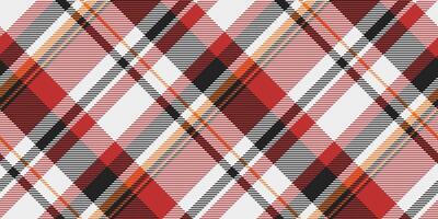 Classic plaid pattern in warm hues. Seamless textile design featuring intersecting lines. Ideal for backgrounds, fashion, festive themes. Versatile texture. vector