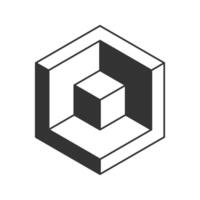 Stylish abstract hexagonal graphic featuring interlocking cubes. Represents depth, perspective, and complex design. Ideal for tech, architecture, or modern branding projects. vector