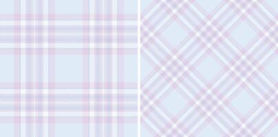 Pair of pastel plaid patterns, perfect for textile design, backgrounds, or scrapbooking. Subtle yet stylish, these soft blue and lilac checks offer versatility and a touch of feminine charm. vector