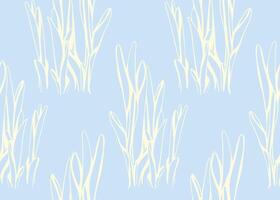 Pastel blue background with a delicate, repeating pattern of stylized creamcolored floral motifs. Suggests serenity, spring, and gentle growth. vector