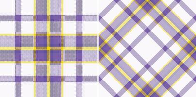Abstract geometric plaid patterns in cool purple and yellow tones. Versatile design for backgrounds, textiles, or creative projects needing a modern touch. vector