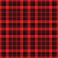 Vibrant red and black plaid pattern, perfect for textile design, apparel, or website backgrounds. This seamless texture evokes a feeling of warmth and tradition. vector