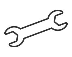 Sleek, minimalist line art of a wrench. Symbolizes repair, construction, DIY, and mechanical skill. Ideal for tech, engineering, or home improvement projects. Clean illustration. vector