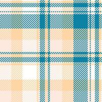 Elegant pastel plaid pattern in peach, white, and teal. Ideal for textile design, website backgrounds, and crafting projects. vector