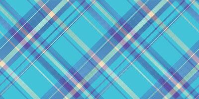 Upscale plaid pattern , romance fabric seamless texture. Dress textile check tartan background in cyan and bright colors. vector