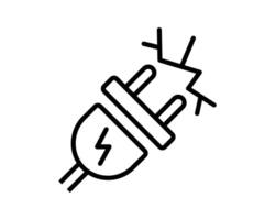 Minimalist illustration of an electrical plug sparking, symbolizing power, energy, or electrical problems. Useful for tech, innovation, safety, and conceptual design projects. vector