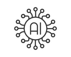 Modern line art icon of artificial intelligence represented as a stylized chip. Perfect for illustrating tech, innovation, machine learning, or future concepts. vector