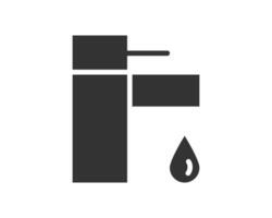 Minimalist illustration of a faucet with a water drop. Symbol of conservation, plumbing, hygiene, and water related services. Clean, modern design for diverse applications. vector