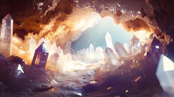 A cave with crystals and crystals in it photo