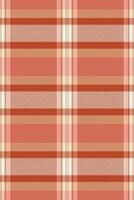 Decorate fabric textile plaid, show background tartan. Asymmetric pattern texture check seamless in red and orange colors. vector