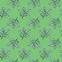 Seamless pattern of stylized leaves on a pastel green background. Perfect for textile prints, wallpapers, or website design. Evokes feelings of nature, growth, and freshness. vector