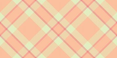 Cool plaid tartan texture, nostalgic check background textile. Present pattern fabric seamless in orange and light colors. vector