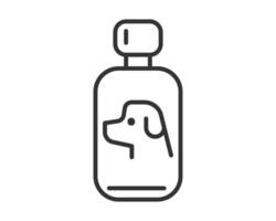 Minimalist line art of a bottle with a dog silhouette inside, suitable for pet care or veterinary designs. Clean, simple, and conveys trust. graphic ideal for logos. vector