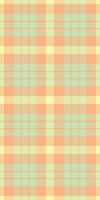 Pastel plaid pattern in peach, mint, and yellow. Perfect for textile design, wallpaper, packaging, or website backgrounds. This cheerful, soft texture evokes feelings of springtime and tranquility. vector