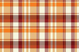 Vibrant autumnal plaid pattern in warm oranges and deep reds on a creamy white background. Perfect for fallthemed designs, textiles, and seasonal branding. vector