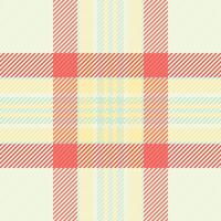 Elegant pastel plaid pattern. Soft coral, pale yellow, and mint green stripes create a cheerful, summery design. Perfect for textiles, packaging, websites, or crafting projects. vector