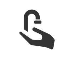 Simple icon of hand with faucet. Symbolizes water conservation, cleanliness, or plumbing services. Clean, modern design. Use for web, apps, or print materials. vector