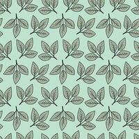 Elegant seamless pattern of stylized leaves on a mint green background. Perfect for textile design, wallpaper, or website backgrounds. vector