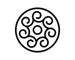 Elegant, stylized round design featuring swirling elements. Abstract symbol, perfect for logos, branding, or creative projects. illustration. Versatile icon. vector