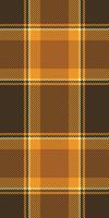 Tie background texture, ethnic tartan plaid textile. Household pattern check seamless fabric in orange and dark colors. vector