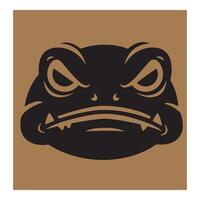 illustration of an angry frog head with sharp teeth in a geometric style vector