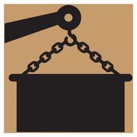 Conceptual image of a construction crane lifting a heavy bucket with strong chains. vector
