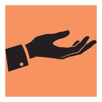 Conceptual illustration of an open hand in a business shirt with a minimalist design vector