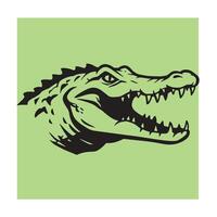 Black and green alligator head illustration representing powerful nature and aggression vector
