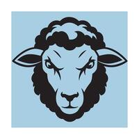 Bold black sheep head graphic design on blue background for branding and symbolism vector