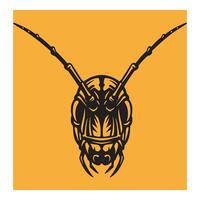 illustration of an ant head in black with yellow background isolated design vector