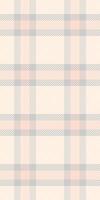 Elegant pastel plaid pattern in soft peach and grey hues on a cream background. Perfect for textile design, wallpaper, packaging, or website backgrounds. vector