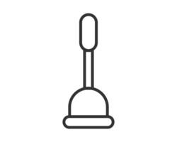 Simple line drawing of a plunger on a white background. Symbolizes problemsolving, repair, or DIY projects. Perfect for illustrating maintenance, plumbing, or household chores. vector