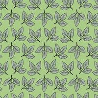 Elegant seamless pattern of stylized leaves on a muted green background. Perfect for textile prints, wallpapers, or website design. Evokes a sense of nature, freshness, and tranquility. vector