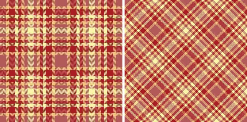Two seamless red and beige plaid patterns. Perfect for textile design, backgrounds, or autumnal projects. Classic yet versatile, these checks offer warmth and a touch of rustic charm.