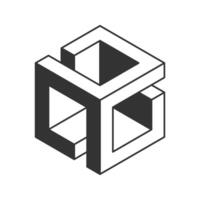 Abstract isometric cube design. Interlocking shapes create a visually striking image, perfect for technology, architecture, or engineering concepts. vector