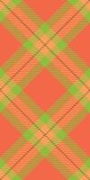 Vibrant coral and lime green plaid pattern. Perfect for textile design, fashion, and branding projects. This cheerful, energetic design evokes feelings of warmth and optimism. vector
